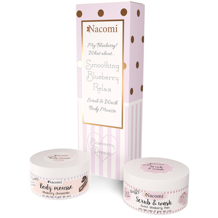 Nacomi Borówkowy Sen zestaw pianka peelingująco-myjąca 100ml + mus do ciała 100ml