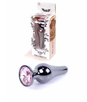 Boss Series Długi stalowy korek plug analny z kryształem 2,7cm różowy