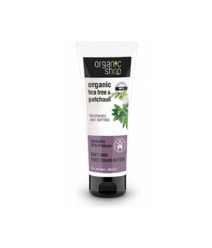 Organic Shop Organic Tea Tree & Patchouli Nourishes And Softnes kremowe masło do stóp 75ml