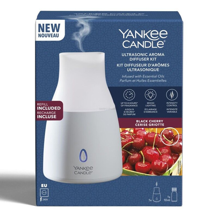 Yankee Candle Black Cherry Ultradźwiękowy Dyfuzor Zapachowy i Olejek Zapachowy