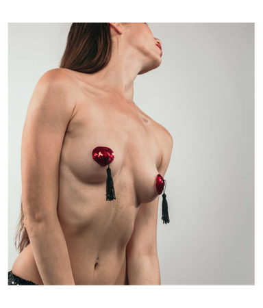 Lola Games Nakładki na piersi z cekinami ozdobne nasutniki czerwone