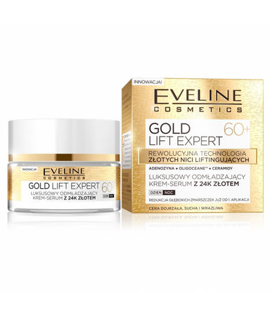Eveline Cosmetics Gold Lift Expert 60+ luksusowy odmładzający krem-serum z 24k złotem dzień/noc 50ml