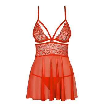 Obsessive Babydoll & Thong Red Komplet Koszulka + Stringi S/M Czerwony