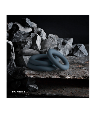 Boners 3-Piece Cock Ring Set - Grey