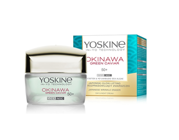 Yoskine Okinawa Green Caviar 50+ japoński glow-lifting krem rozprasowujący zmarszczki na dzień i noc 50ml