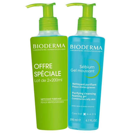 Bioderma Sebium Purifying Cleansing Foaming Gel Żel Oczyszczający 2 x 200 ml