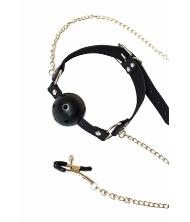 Lola Games Knebel z zaciskami łańcuszkami na sutki sex BDSM