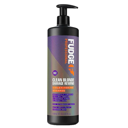 Fudge Clean Blonde Damage Rewind Violet-Toning Shampoo Szampon Regenerujący i Tonujący Włosy Blond 1000 ml