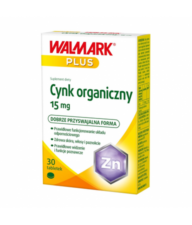WALMARK Cynk organiczny 15mg suplement diety 30 tabletek
