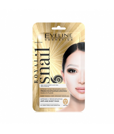 Eveline Cosmetics Royal Snail intensywnie regenerująca przeciwzmarszczkowa maska w płachcie