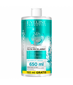 Eveline Cosmetics Facemed+ matujący płyn micelarny 3w1 650ml