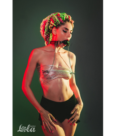 Lola Games Knebel z zaciskami łańcuszkami na sutki sex BDSM