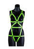 Ouch! Full Body Harness GitD Neon Green/Black S/M