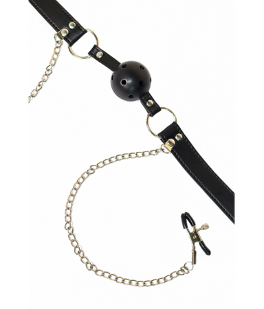 Lola Games Knebel z zaciskami łańcuszkami na sutki sex BDSM