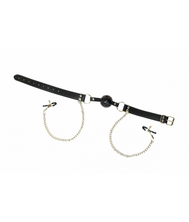 Lola Games Knebel z zaciskami łańcuszkami na sutki sex BDSM
