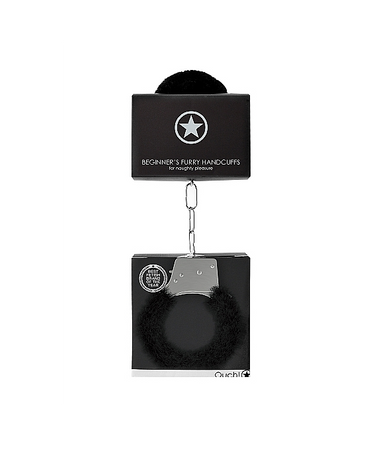 Ouch! Kajdanki erotyczne z futerkiem czarne BDSM bondage