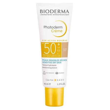 Bioderma Photoderm Aquafluide Ochronny Krem Koloryzujący Light / Claire SPF 50+ 40 ml