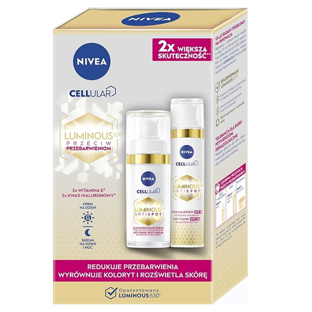 NIVEA_SET Celluar Luminous serum przeciw przebarwieniom 30ml + krem do twarzy przeciw przebarwieniom na dzień SPF50 40ml