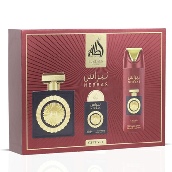Lattafa Nebras Woda Perfumowana 100 ml + EDP 20 ml + Perfumed Spray 200 ml Zestaw