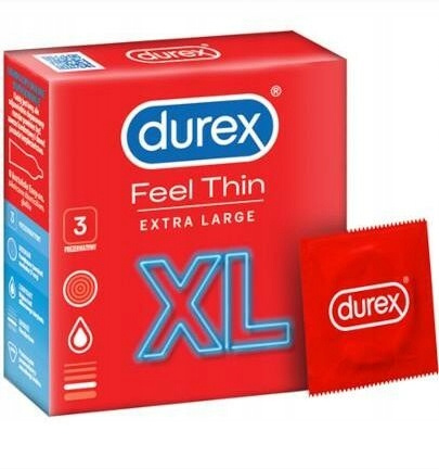 Durex Feel Thin Extra Large XL prezerwatywy lateksowe 3 szt