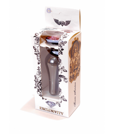 Boss Series Długi stalowy korek plug analny z kryształem 2,7cm różowy