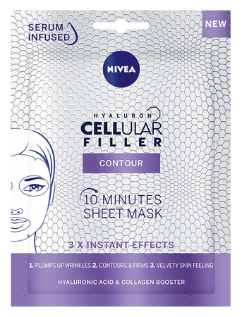 Maseczka do twarzy Nivea Hyaluron CELLular Filler 10 Minutes Sheet Mask 1 ml