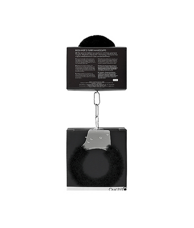 Ouch! Kajdanki erotyczne z futerkiem czarne BDSM bondage