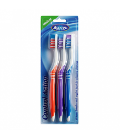 Active Oral Care Control Action szczoteczki do zębów Medium 3szt.