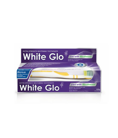 White Glo 2in1 Mouthwash wybielająca pasta z płynem do płukania ust 100ml + szczoteczka do zębów