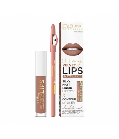 Oh! My Velvet Lips Liquid Matt Lip Kit zestaw matowa pomadka w płynie 4.5ml + konturówka do ust 1szt 14 Choco Truffle