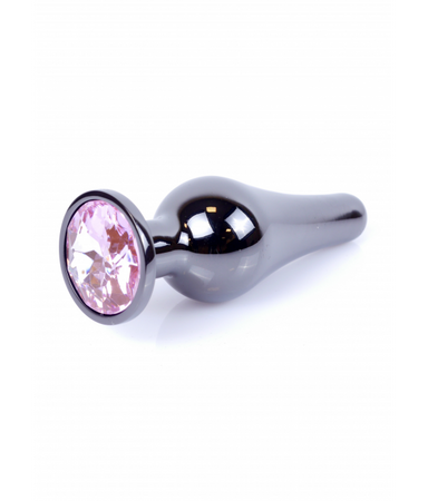 Boss Series Długi stalowy korek plug analny z kryształem 2,7cm różowy
