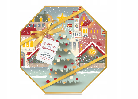 Yankee Candle Passport to the Holidays Kalendarz Adwentowy Wieniec Zestaw 24 Tealightów + Szklany Świecznik