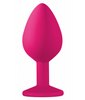Lola Toys Korek analny silikonowy kolorowy z kamyczkiem 8cm różowy