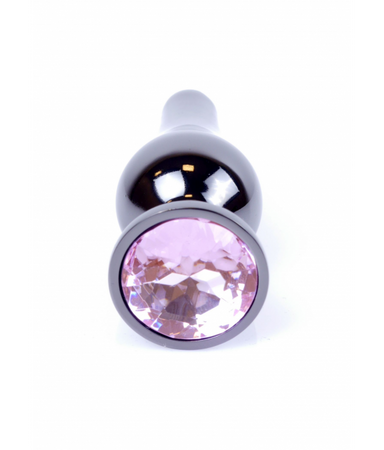 Boss Series Długi stalowy korek plug analny z kryształem 2,7cm różowy