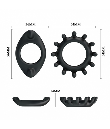 BAILE Zestaw 2x pierścień erekcyjny na penisa jądra sex
