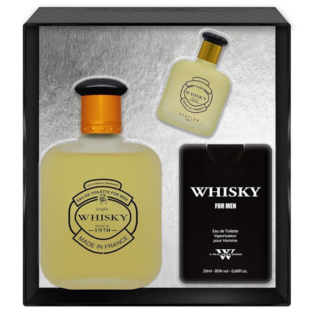 SET EVAFLOR Whisky Men EDT spray 100ml + EDT spray 20ml +  EDT spray 7,5ml