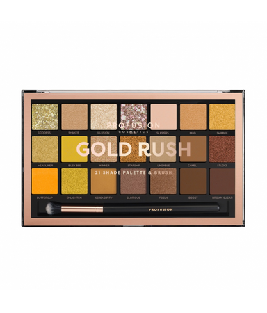 Profusion Gold Rush Eyeshadow Palette paleta 21 cieni do powiek z pędzelkiem