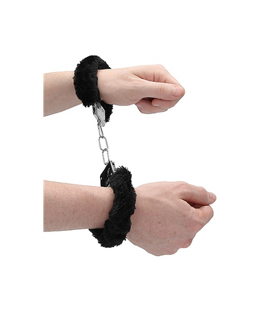 Ouch! Kajdanki erotyczne z futerkiem czarne BDSM bondage