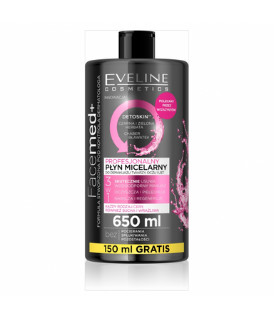 Eveline Cosmetics Facemed+ 3w1 profesjonalny płyn micelarny do każdego rodzaju cery 650ml
