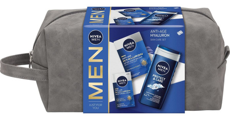 Nivea Men Hyaluron Krem  50 ml + Balsam po Goleniu 100 ml + Żel 250 ml + Kosmetyczka Zestaw