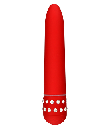 ToyJoy Just For You Klasyczny prosty wibrator gładki zdobiony 15 cm czerwony