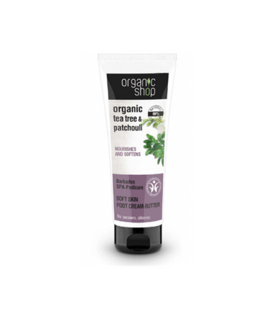 Organic Shop Organic Tea Tree & Patchouli Nourishes And Softnes kremowe masło do stóp 75ml