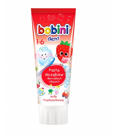 Bobini Bobini Dent pasta do zębów dla dzieci powyżej 1-go roku życia Lody truskawkowe 75ml