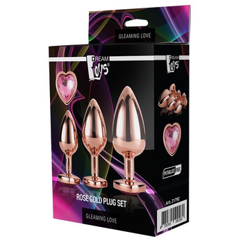 Drem Toys Gleming Love Rose Gold Plug Zestaw Korków Analnych 3 szt