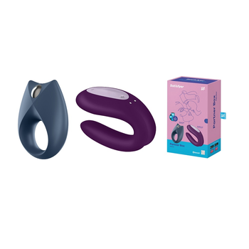 SATISFYER_SET Partner Box Royal One Ring Vibrator + Double Joy Partner Vibrator zestaw wibratorów